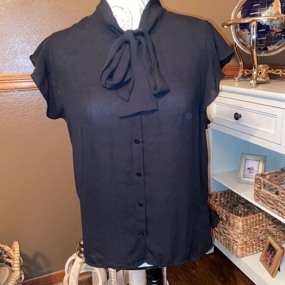ZARA Black Tie Front Blouse - Picture 1 of 2